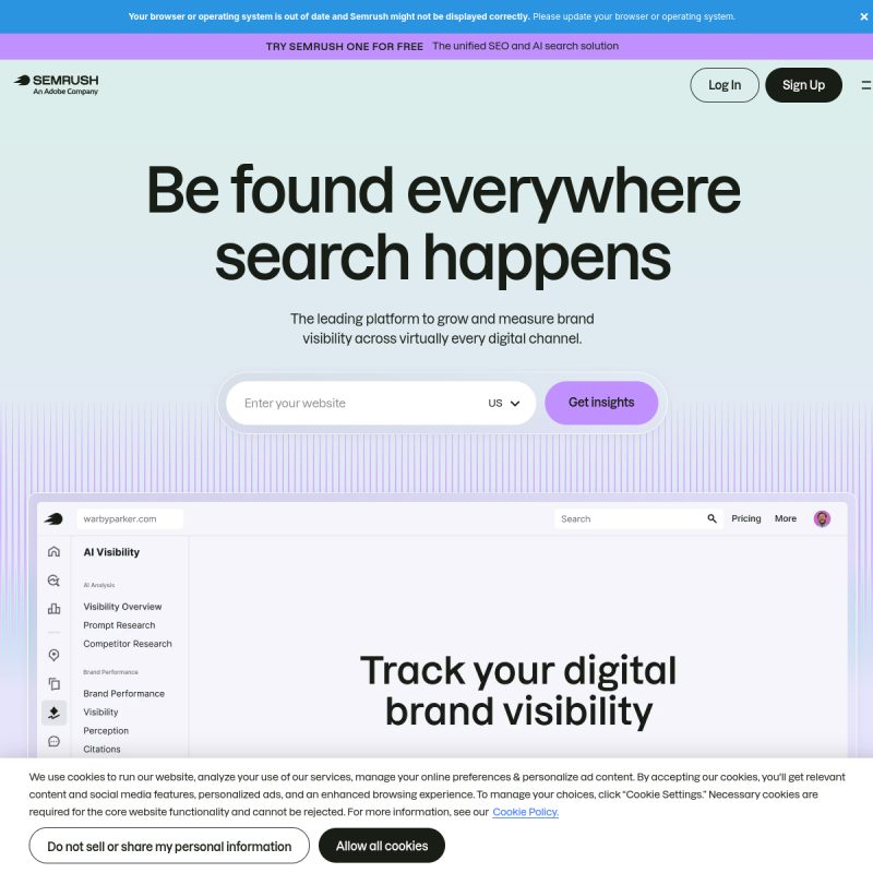 Semrush website homepage