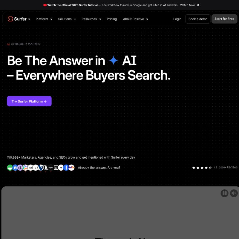 Surfer SEO website homepage